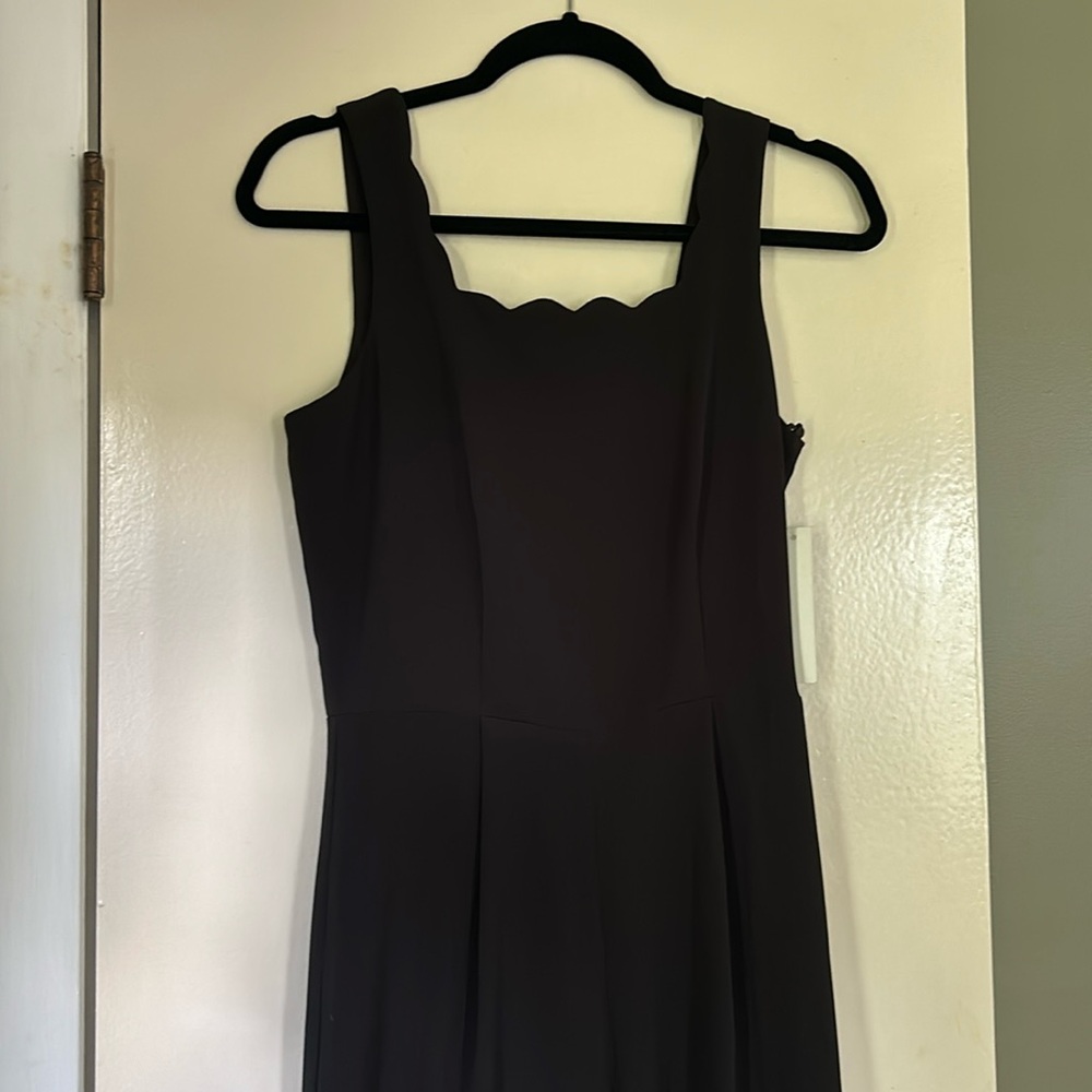 Monteau black jumpsuit with scalloped details, new with tags